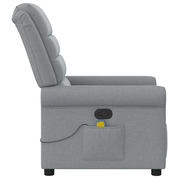 vidaXL Sillón reclinable de masaje de tela gris claro