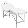 vidaXL Mesa camilla de masaje de aluminio plegable de 4 cuerpos blanco crema