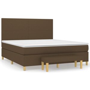 vidaXL Cama box spring con colch&oacute;n tela marr&oacute;n oscuro 160x200 cm