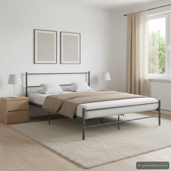 vidaXL Estructura de cama sin colch&oacute;n metal gris 140x200 cm