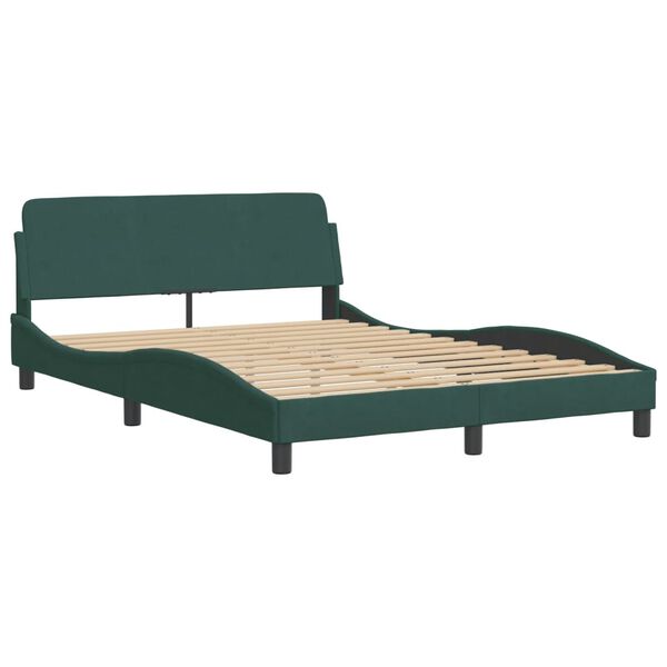 vidaXL Estructura de cama Dover terciopelo verde oscuro 140x190 cm