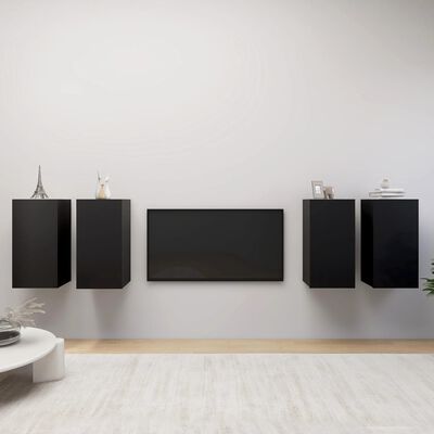 vidaXL Muebles de salón 4 uds madera ingeniería negro 30,5x30x60 cm