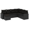 vidaXL Set de comedor de jard&iacute;n 7 pzas y cojines rat&aacute;n sint&eacute;tico negro