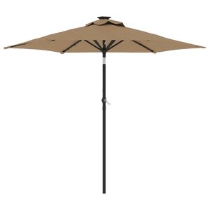 vidaXL Sombrilla jard&iacute;n con luces LED poste acero taupe 225x225x212cm