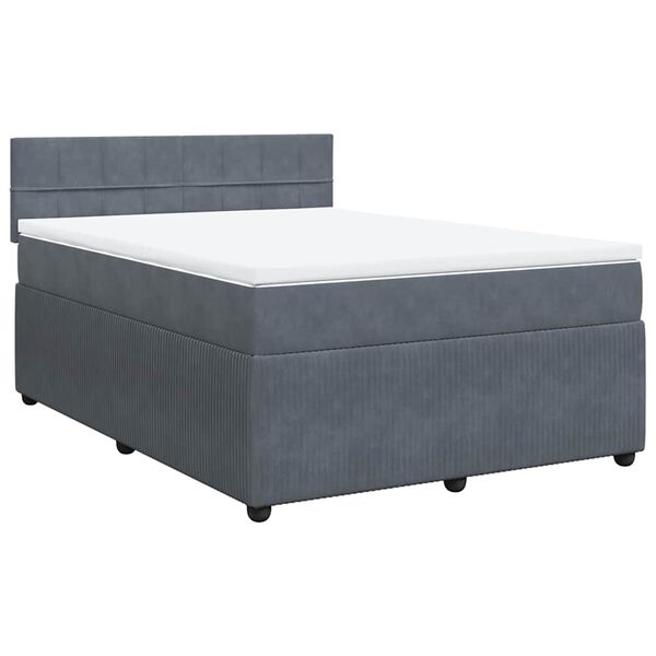 vidaXL Cama box spring con colch&oacute;n terciopelo gris oscuro 140x200 cm