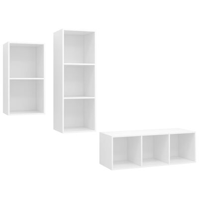 vidaXL Juego de mueble para TV de 3 piezas aglomerado blanco