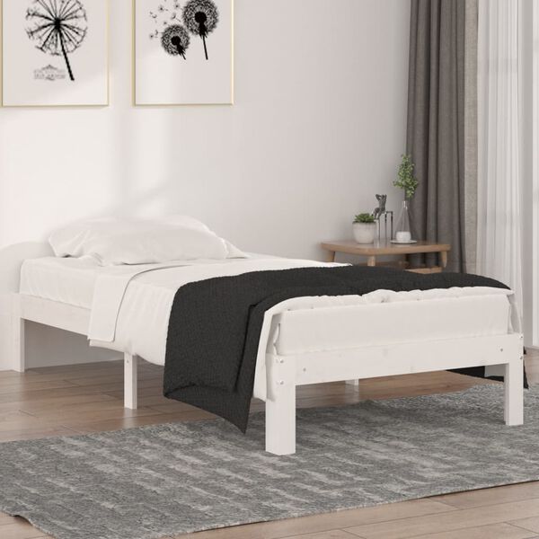 vidaXL Estructura de cama individual sin colch&oacute;n blanco 90x190 cm