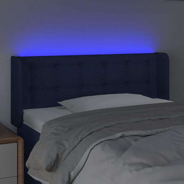 vidaXL Cabecero con LED de tela azul 103x16x78/88 cm