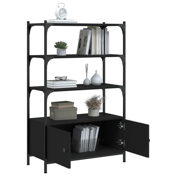 vidaXL Librer&iacute;a de 3 estantes madera ingenier&iacute;a negro 70x30x109,5 cm