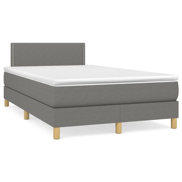 vidaXL Cama box spring con colch&oacute;n tela gris oscuro 120x200 cm