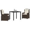 vidaXL Conjunto de Comedor de Jard&iacute;n 3 pcs Marr&oacute;n rat&aacute;n sint&eacute;tico