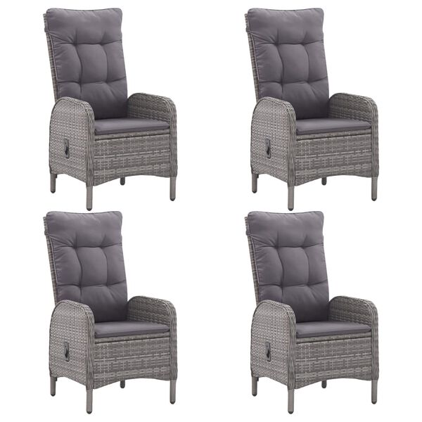 vidaXL Muebles de jardín 5 piezas ratán sintético y vidrio gris