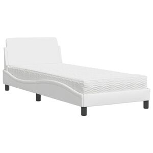 vidaXL Cama con colch&oacute;n Dover cuero sint&eacute;tico blanco 90x200 cm