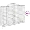 vidaXL Cestas gaviones 15 uds forma de arco hierro 200x50x140/160 cm