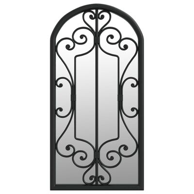 vidaXL Espejo de jardín hierro negro para uso exterior 70x30 cm