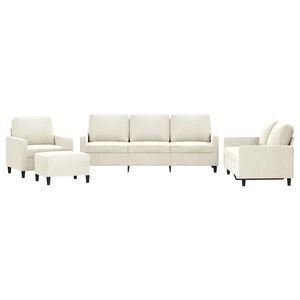 vidaXL Juego de sof&aacute;s con cojines 4 piezas terciopelo crema