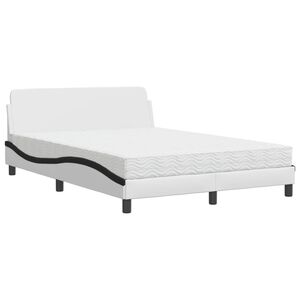 vidaXL Cama con colch&oacute;n Dover cuero sint&eacute;tico blanco y negro 140x190 cm