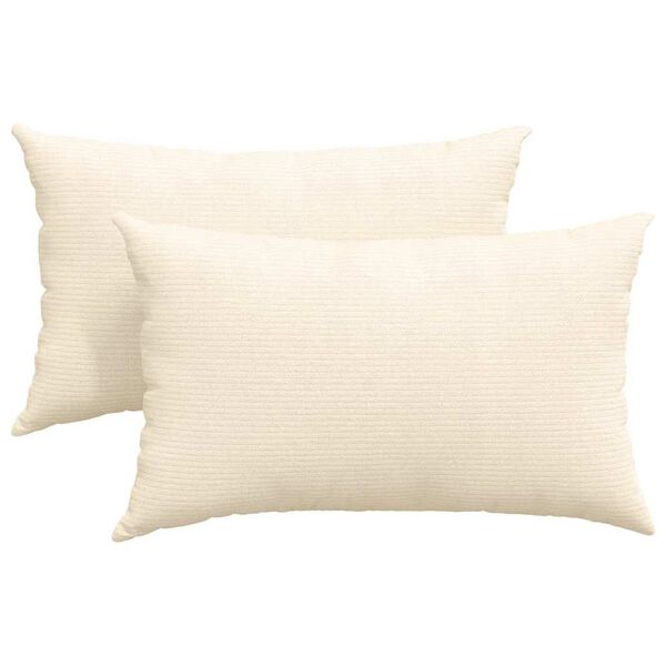vidaXL Cojines de sof&aacute; 2 pcs Crema 50 x 30 cm Tela de pana