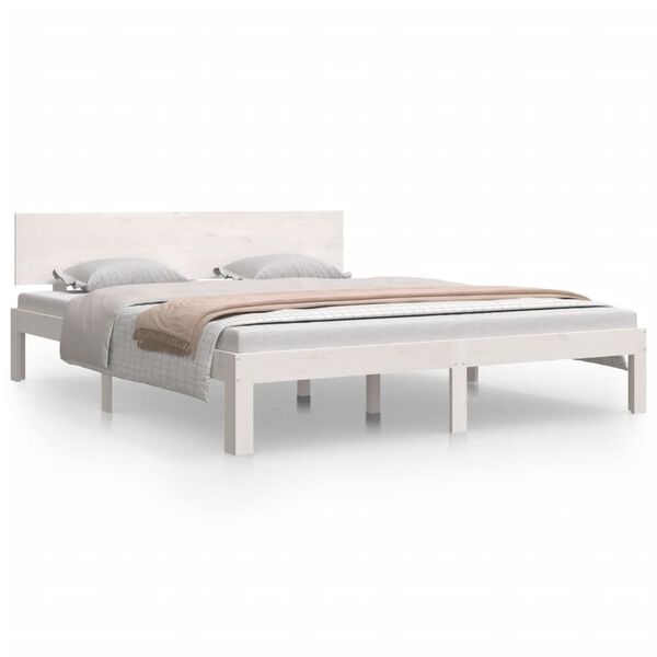 vidaXL Estructura de cama sin colchón madera de pino blanco 160x200 cm