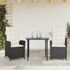 vidaXL Set de comedor de jardín 7 pzas y cojines ratán sintético negro