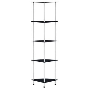 vidaXL Estanter&iacute;a 5 niveles cristal templado negro 30x30x130 cm