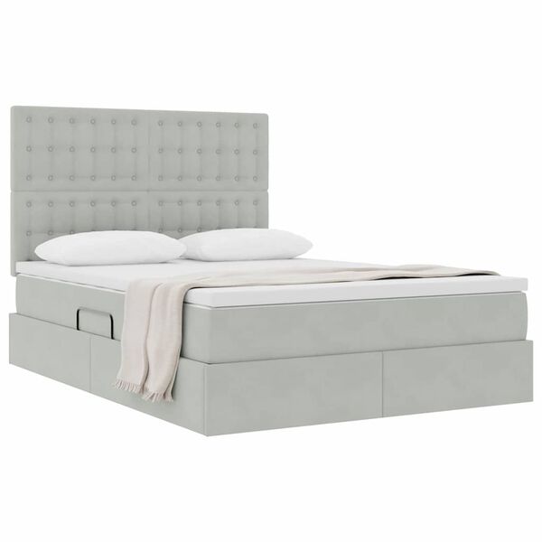vidaXL Cama con almacenamiento y LED Gris Claro 140 x 190 cm