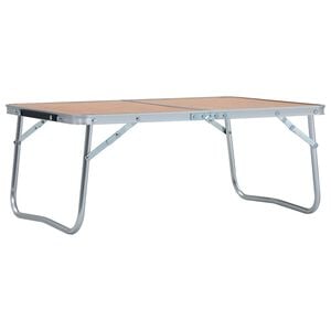 vidaXL Mesa de camping plegable aluminio marr&oacute;n 60x40 cm