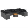 vidaXL Set de sof&aacute;s de jard&iacute;n 11 pzas y cojines rat&aacute;n sint&eacute;tico negro