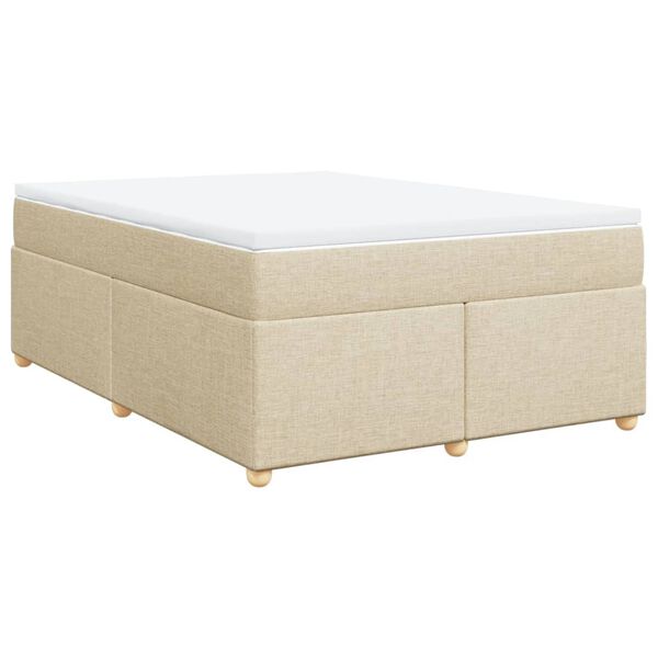 vidaXL Cama box spring con colch&oacute;n tela color crema 140x200 cm