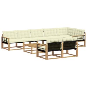 vidaXL Conjunto de sof&aacute;s de exterior 9 uds. Blanco y Crema