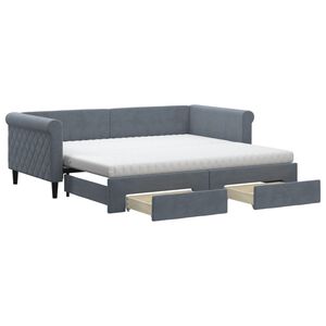 vidaXL Sof&aacute; cama nido con cajones terciopelo gris oscuro 90x190 cm