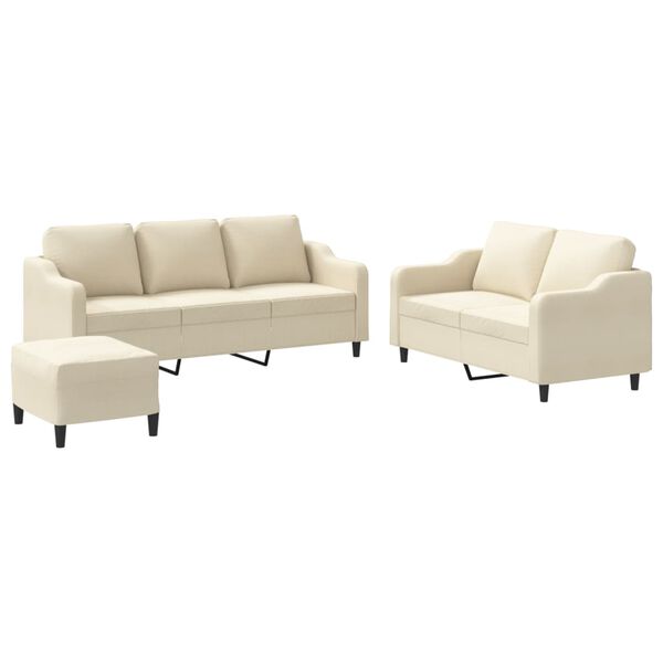 vidaXL Juego de sof&aacute;s con cojines 3 piezas tela crema