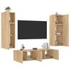 vidaXL Muebles TV pared con LED 6 pzas madera ingenier&iacute;a roble Sonoma