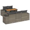 vidaXL Set de muebles de jard&iacute;n 6 pzas y cojines rat&aacute;n sint&eacute;tico gris