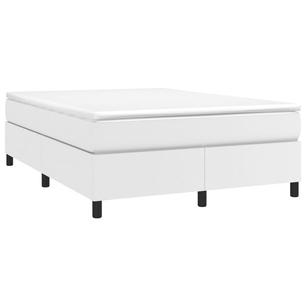 vidaXL Cama box spring con colch&oacute;n cuero sint&eacute;tico blanco 140x200cm