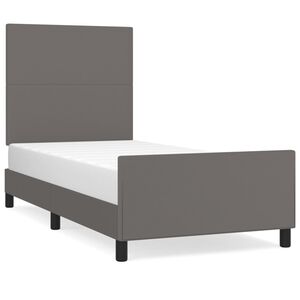 vidaXL Estructura de cama sin colch&oacute;n cuero sint&eacute;tico gris 90x190 cm