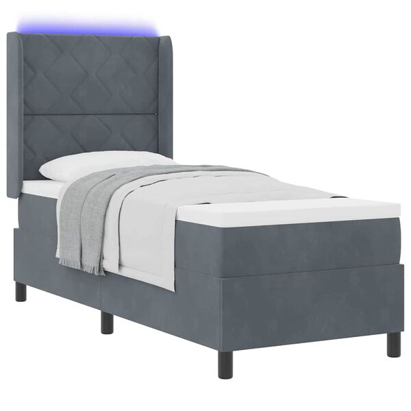 vidaXL Cama tipo Box Spring Gris oscuro 80 x 200 cm Terciopelo