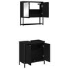 vidaXL Juego de muebles de ba&ntilde;o 2 pcs Negro Madera contrachapada