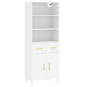 vidaXL Aparador alto madera contrachapada blanco 69,5x34x180 cm