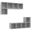 vidaXL Set de muebles de sal&oacute;n 3 pzas madera ingenier&iacute;a gris hormig&oacute;n