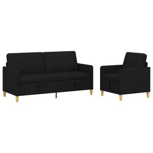 vidaXL Juego de Sof&aacute;s con Almacenamiento 2 uds. Negro Poli&eacute;ster