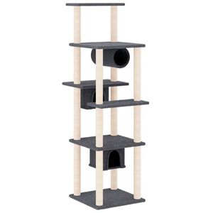 vidaXL Rascador para gatos con postes de sisal gris oscuro 169 cm