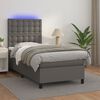 vidaXL Cama box spring y colchón LED cuero sintético gris 90x190 cm