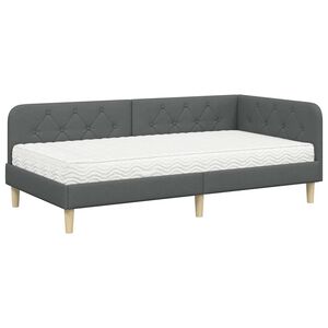 vidaXL Estructura de cama en esquina Gris oscuro 90 x 200 cm tela