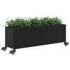 vidaXL Jardineras con ruedas 2 uds rat&aacute;n sint&eacute;tico negro 107x32x38 cm