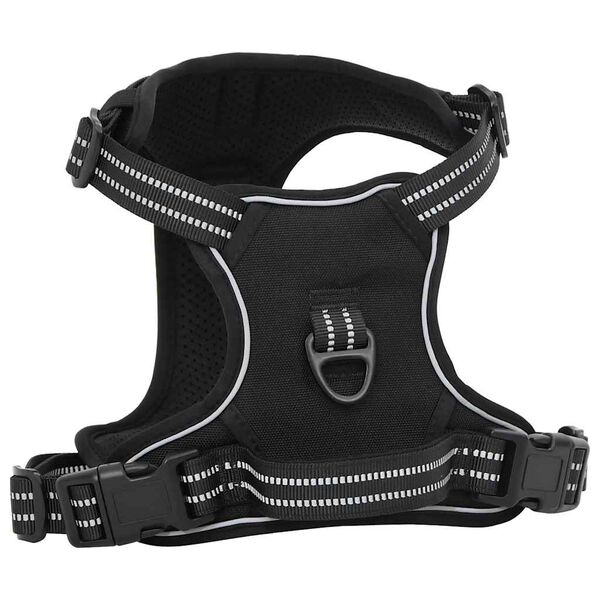 vidaXL Arnés para perros con correa y collar ajustable negro XL