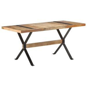 vidaXL Mesa de comedor de madera de mango rugosa 160x80x76 cm