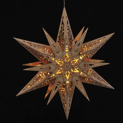 HI Estrella de madera tallada iluminada