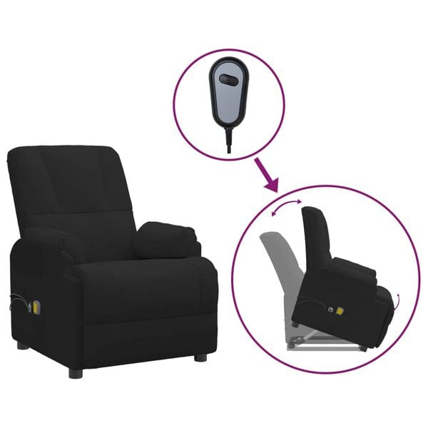 vidaXL Sill&oacute;n de masaje elevable de piel de ante artificial negro