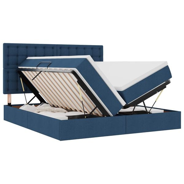 vidaXL Cama con almacenamiento Azul 180 x 200 cm Cuero sint&eacute;tico